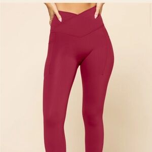 Popflex Crisscross Hourglass® Legging with Pockets - Ruby